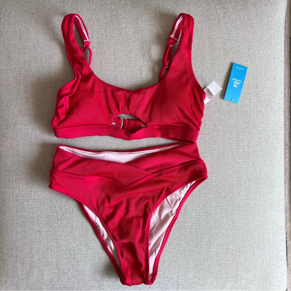 Cupshe Red Bikini Sporty Retro Style
